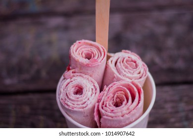 Strawberry Thai rolled ice cream