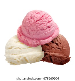 Strawberry Vanilla Chocolate Ice Cream Scoops Stock Photo 679360204 ...