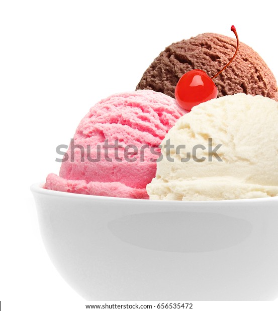 Strawberry Vanilla Chocolate Ice Cream Scoops Stock Photo Edit Now