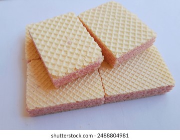 strawberry wafer isolated on white background. close up of strawberry wafers - Powered by Shutterstock