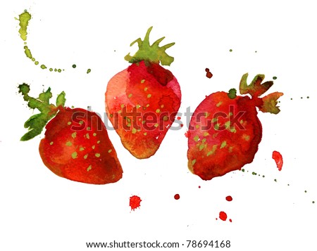 strawberry watercolor