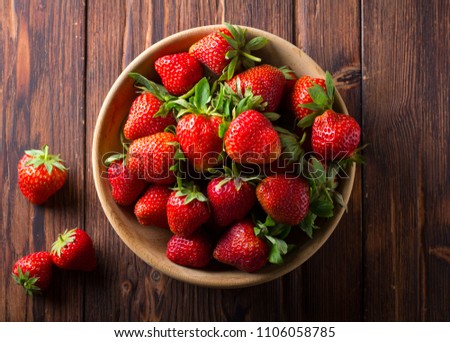 strawberry wooden plate spoon Vintage background