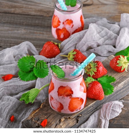 Similar – smoothies of fresh strawberries