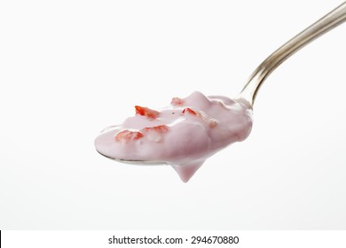 Strawberry Yogurt On Spoon