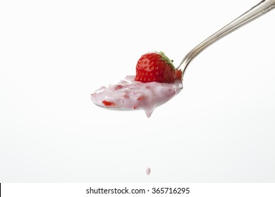 Strawberry Yogurt On Spoon