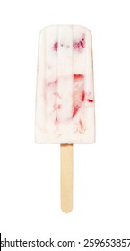 Strawberry Yogurt Popsicle Isolated On A White Background