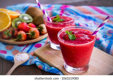 strawberry yogurt smoothie tasty fruit sweet drink for health on summer