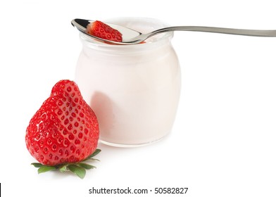 Strawberry Yogurt And Spoon