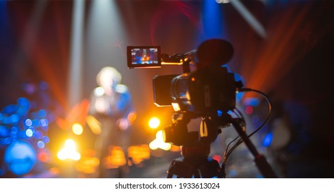 stream at a concert in a hall without spectators during a pandemic - Shutterstock ID 1933613024