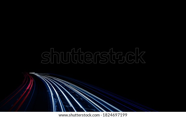 Stream of light
trails at night with black
area