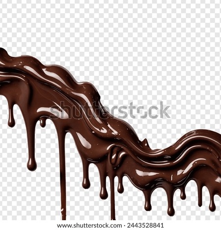 A stream of melted chocolate isolated on transparent background