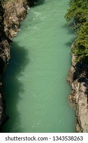 stream of the mountain river top view