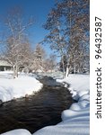 Stream in a park during winter.