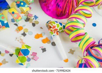 Streamers Confetti Funny Hats Party Horns Stock Photo 719982424 ...