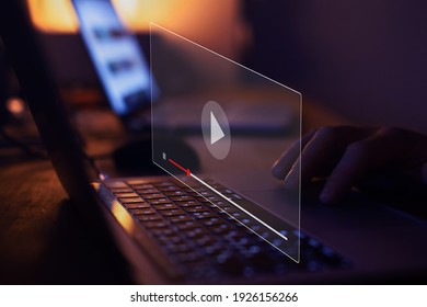 streaming online, watching video on internet, live concert, show or tutorial - Shutterstock ID 1926156266