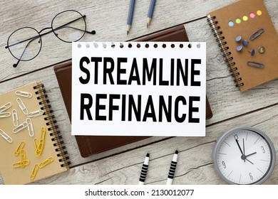 Streamline Refinance. Text On A Piece Of Paper On A Brown Notepad On A Wooden Background