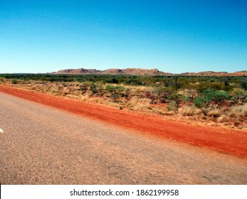 Street In The Australian Desert, Road Traffic In The Outback