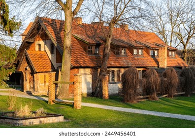 Street in the Baltic village. Old brick abandoned house in the traditional style - Powered by Shutterstock