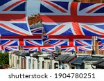 Street in Belfast is decorated in Union Flags for the annual 12th July celebrations