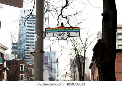 Street Board At Church Street - Toronto, Canada.