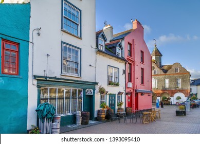 Street with bright colored houses  in Kinsale, Ireland