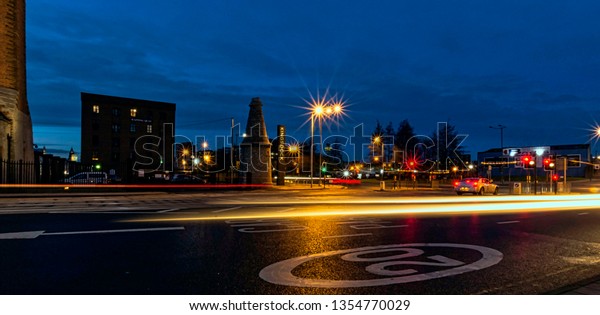 Street by night -\
Keel Wharf waterfront of the River Mersey, Liverpool, United\
Kingdom on 26th December\
2017