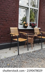 Street Cafe In A Small Town. Outdoor Terrace. No People