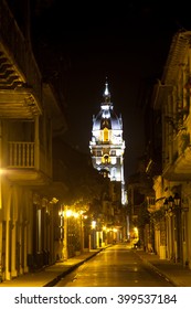 Street Of Cartagena De Indias At Night