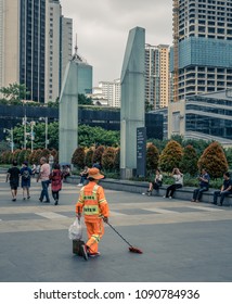 Street Cleaner China - Shenzhen, China - April 2018