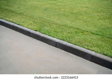 street concrete curb, sidewalk line on avenue