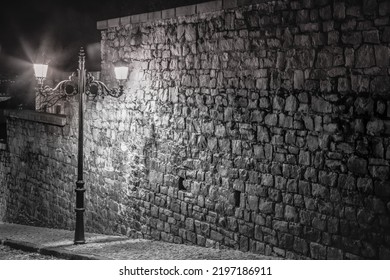 Street Corner With Lamp In Prague Old Town At Night, Czech Republic