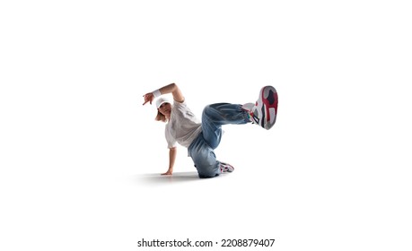 Street dancer girl  dance breakdance isolated on white - Shutterstock ID 2208879407