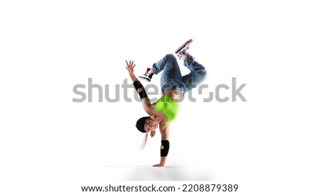 Street dancer girl  dance breakdance isolated on white ストックフォト © 