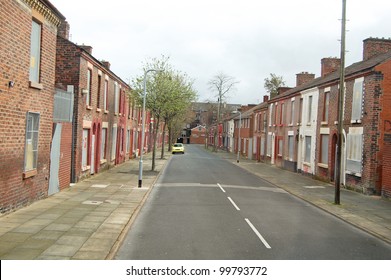 Street Of Derelict Houses In England Condemned For Demolition