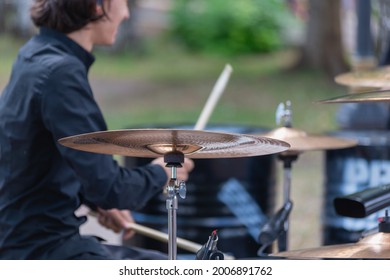 The Street Drummer Is Playing In The Park.