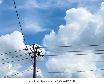 Street Electric Pole With Blue Sky Background