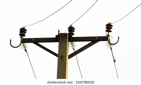 Street Electric Pole On A White Background                               