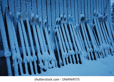 Street Exhibition Of Rare Skis In Saariselkä