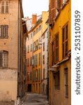 Street and facades of the old town of Toulon, in the Var, Provence-Alpes-Côte d