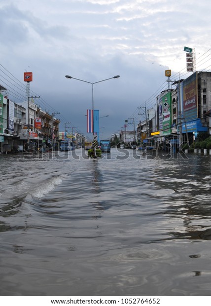 Street Flooded Pathum Thani Thailand October Stock Photo Edit Now