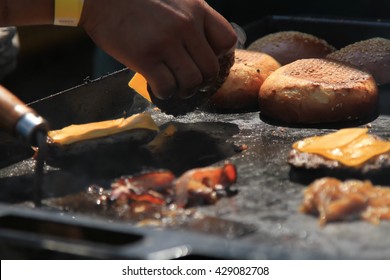 street food. burger with salad and meat, fast food 2016 - Shutterstock ID 429082708