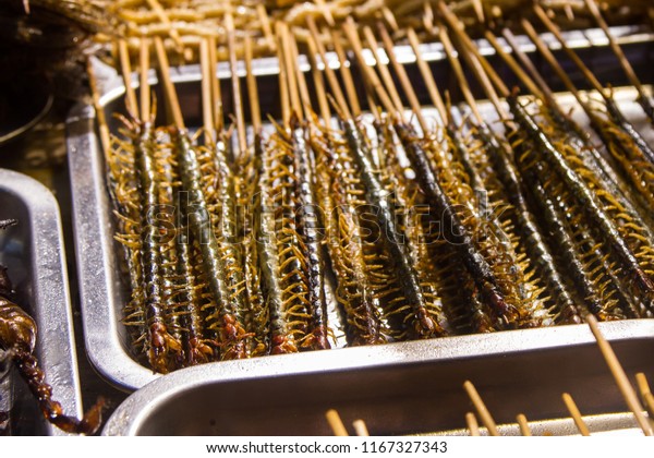 Street Food China Fried Centipedes Planted Stock Photo Edit Now