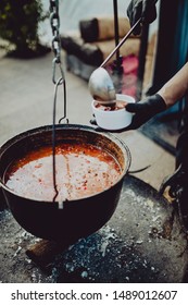 Street Food Festival, Large Soup Pot From Seafood 