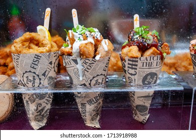 Street Food In Fortobello Street Market, London, UK On 19.02.2019