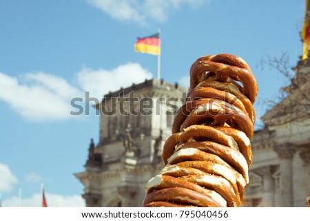 Street food in Germany: bagels piled up in Berlin