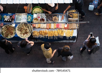 Street Food Market ,thailand Street Food,Top View Of A Thai Street Food 