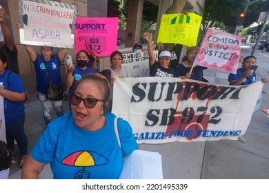 Street Food Vendors Deliver Nearly 700 Petitions Letters To Urge Gov. Gavin Newsom  To Sign The Bill, SB972, Into Law, During A Protest Sept. 13, 2012 In Los Angeles. 