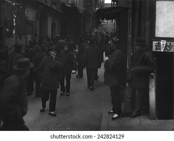 STREET OF THE GAMBLERS (ROSS ALLEY). Chinese Immigrants In San Francisco. From Arnold Genthe's CHINATOWN SERIES. 1898.