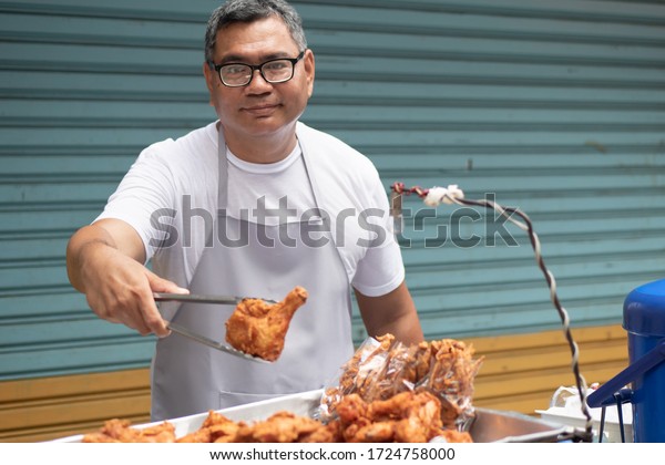 Street Hawker Man Working His Delicious Stock Photo 1724758000 ...