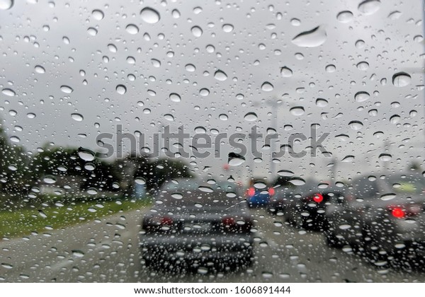 Street in the heavy rain\
